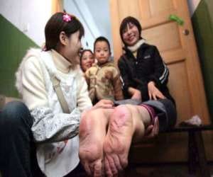 woman with back feet