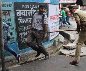 lathi charge at computer anudeshak in lucknow. 