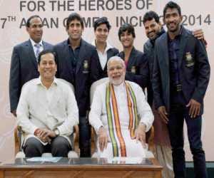 PM Modi meet winners of the 17th Asian Games. 