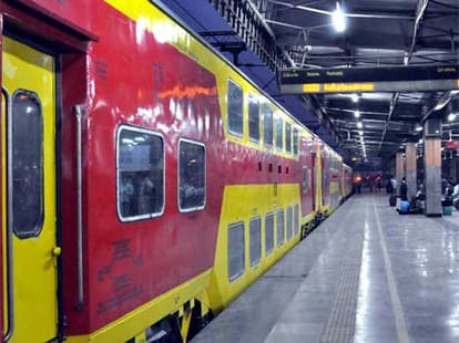 trial of double decker train in lucknow.
