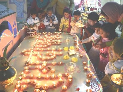 governor ram naik celebrates diwali with disabled children.