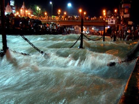 water in har ki paidi.