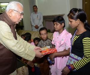 governor ram naik celebrates diwali with disabled children.