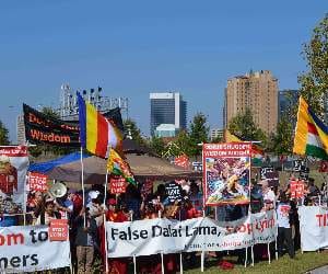 protest against Dalailama in America.