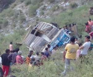 Bus plunges into gorge near chamba 14 dies.