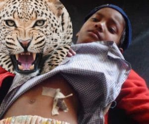 mother saved her daughter from leopard.