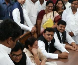 sp candidates arrives for rajyasabha election nomination.