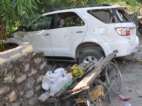 A girl who was out for an early morning walk was crushed by a speeding car.