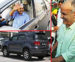 AAP leaders came with luxury vehicles to vidhan sabha.