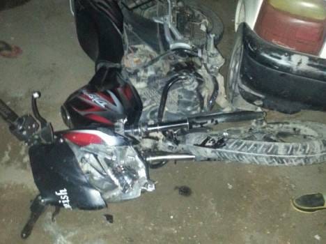 clashed between bus and bike, one died.