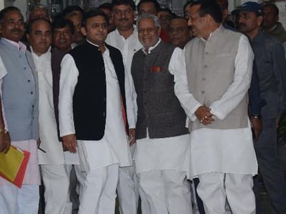 azam khan blames bjp govt. for meat and mandir.