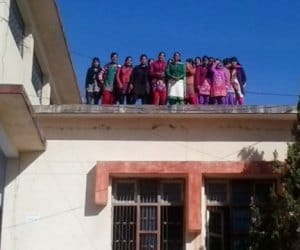 girl student protest against teacher transfer.