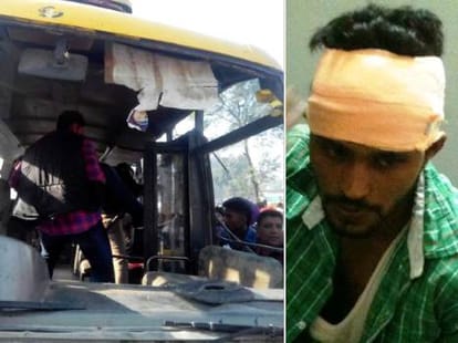 school bus accident after tire burst, 16 injured