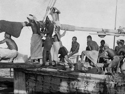 fishers of arab picked pearl before  the invention of petroleum