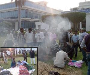 farmers seize awas vikas parishad headquarter.