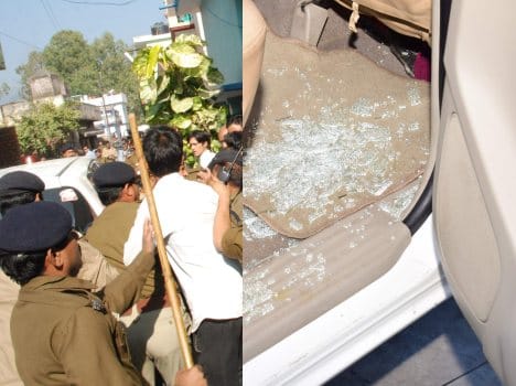 uttarakhand cm security break, attack on car.