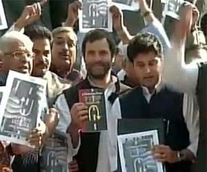 Congress protest against NDA Government in Parliament in Leadership of Rahul Gandhi
