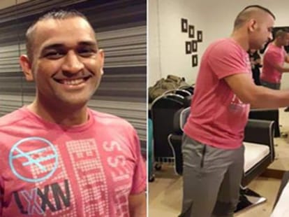 MS dhoni once again change hair style.
