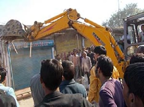 Thundered against encroachment bulldozer