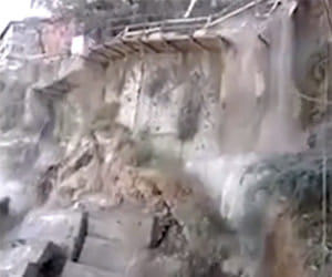 five families homeless in landslide
