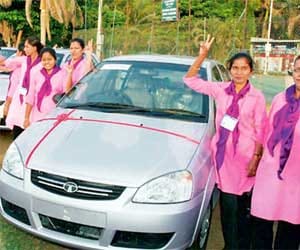 female taxi driver waiting for permits