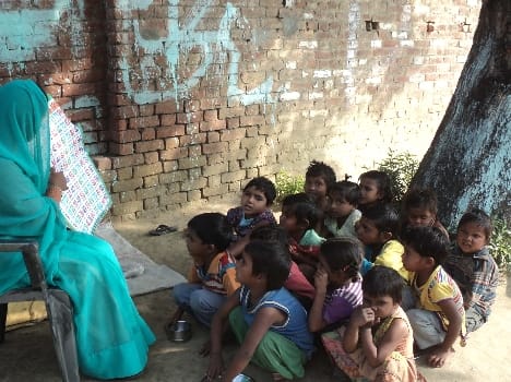student in field