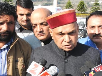 dhumal target cm virbhadra on bjp office protest issue.