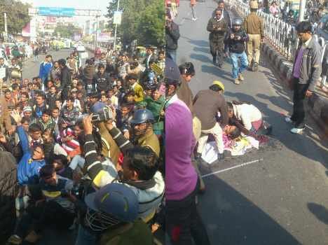 lathicharge by up police in uttarpradesh.