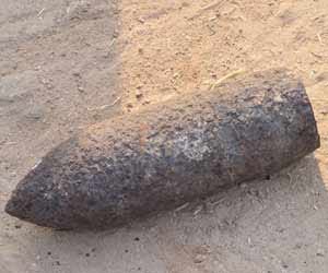 cannon ball found in jhansi in excavation.