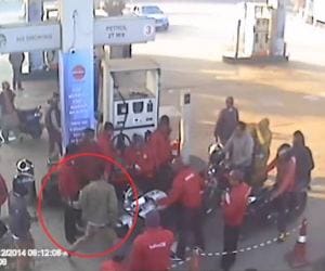 up police brutly beated to petrol pump employer.
