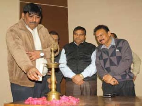Laptop given lekhpal at Varanasi