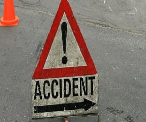 ambulance met accident, four injured.