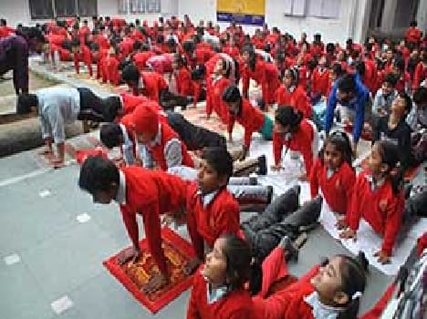 Children with the sun salutation