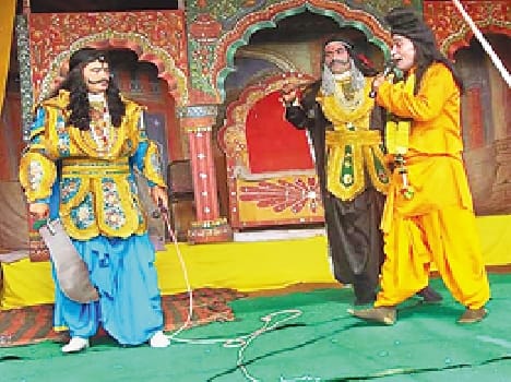 Veerabhimanyu staged drama and bow sacrifice , made ??the audience spellbound