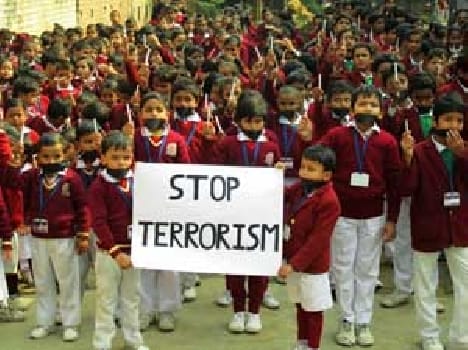Mournful silence kept schoolchildren