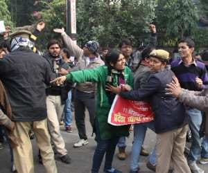 Teachers protest for jobs.