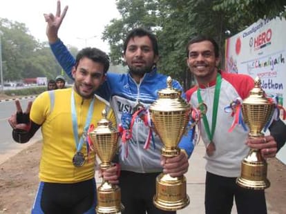 Pankaj won professional cycling race 