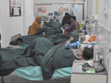 child shivering from cold in doon hospital.