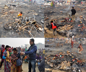72 slums fired in Sarafabad , many homeless.