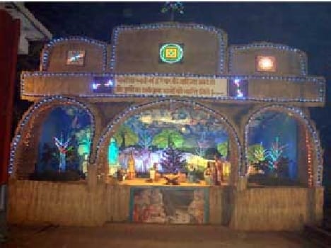 Christmas decorations on the church