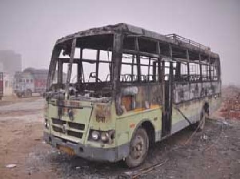 fire in roadways bus