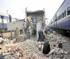 Copper thieves in greed was demolished railway signaling Room.