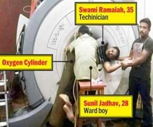 two men spend four hours pinned to mri machine