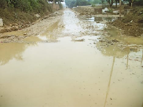 Silt accumulated in the streets , even hostile people logging