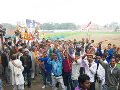 Eklavya Day procession out of town