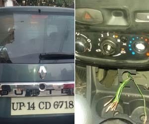 thief accidently cut the central lock wire and got stuck in car.