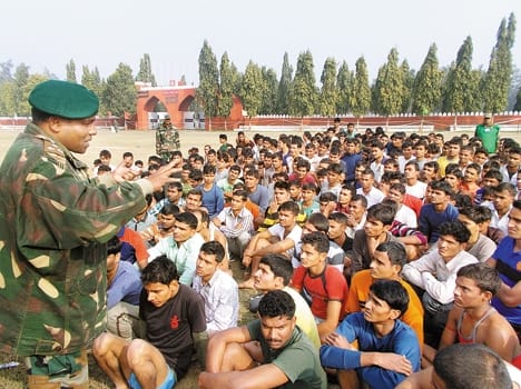 Army recruitment rally brought the second day , two young men were arrested fake records