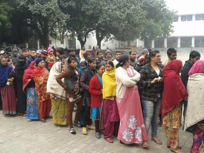 Voting in Lucknow Cantonment.