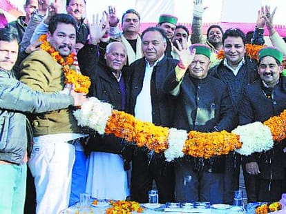 cm virbhadra singh on a official visit to kangra.