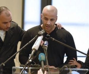 brother of a victim of paris attack held press conference.